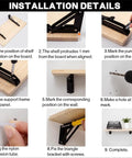 Installation guide for Heavy Duty Folding Shelf Brackets 12 Inch 2 Pack with step-by-step visuals and tools.