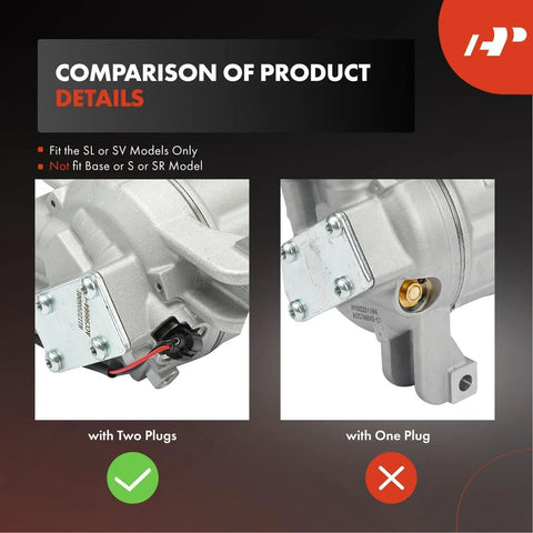 Comparison of AC Compressor With Clutch For Nissan Altima And Rogue Featuring VCS 14EC design with two plugs versus one plug.