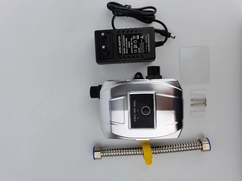 Portable 24V DC Solar Water Booster Pump Automatic Recirculating Pump Dope Performance 150W with adapter and fittings on white background