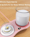 Intelligent Gravity Sensor Coffee Mug Warmer Electric Heated Coaster with glass cup on pink base, designed for rapid heat up.