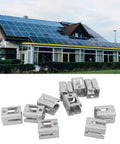 No Sweat Solar Mounting Brackets With Quick Snap Buckles And Rock Solid Spring Steel Clamps For Photovoltaic Systems Zinc Coated tool free fasteners with ten brackets.