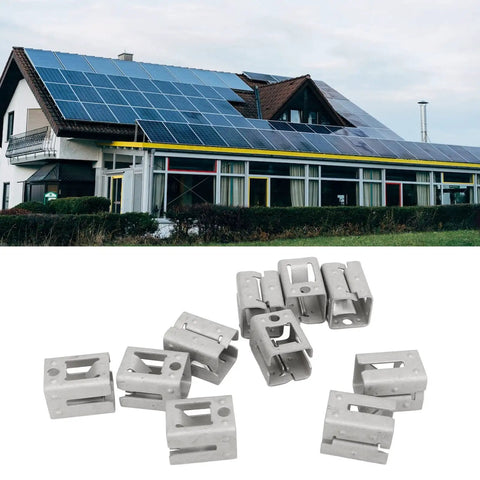No Sweat Solar Mounting Brackets With Quick Snap Buckles And Rock Solid Spring Steel Clamps For Photovoltaic Systems Zinc Coated tool free fasteners with ten brackets.