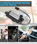 AC Blower Motor Resistor Replacement For 2003 To 2007 Chevy GMC Cadillac SUVs Including Silverado Tahoe Suburban Yukon Sierra Envoy Escalade DIY Ready Plug And Play Blower Control Module With 4P1516 15 80567 89018778 52495874 image showing product and installation scenarios for common issues.