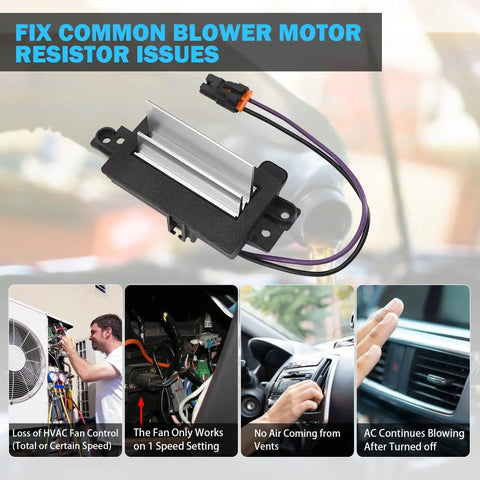 AC Blower Motor Resistor Replacement For 2003 To 2007 Chevy GMC Cadillac SUVs Including Silverado Tahoe Suburban Yukon Sierra Envoy Escalade DIY Ready Plug And Play Blower Control Module With 4P1516 15 80567 89018778 52495874 image showing product and installation scenarios for common issues.