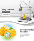 3D printer with yellow model, showcasing corn-based PLA Plus 1.75mm Filament For 3D Printing, 1kg Yellow Cardboard Spool