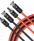 Beefy 15ft Black And Red 10AWG 6mm2 Solar Panel Extension Cable Set Of 2 With Male And Female Connectors shown coiled