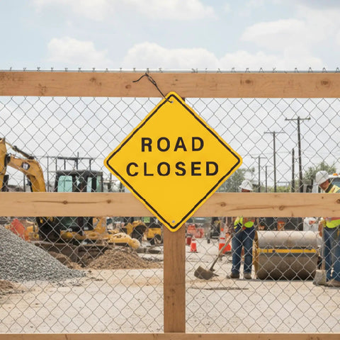 3 Pack Aluminum Road Closed Signs 24 Inch By 24 Inch Pro Grade Reflective Laminated Material With Pre Drilled Holes for Construction Sites