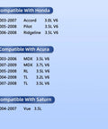 Compatibility chart for Drop In Engine Valve Cover Gasket Set Fits Honda Accord Pilot Ridgeline Acura MDX RL TL Saturn Vue 3.0L-3.7L 2003-2010.