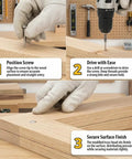 Premium Zinc Plated Wood Screws Featuring Truss Head And Phillips Drive For Smooth Power Drill Installation Badass Eight By Half Inch Fasteners For Indoor Carpentry Rock Solid Steel 100 Pack shown in step-by-step installation guide.