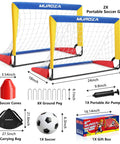 Backyard Kid Friendly Soccer Goal Set Pack Of Two Portable Pop Up Nets With Ball And Cones Complete Training Gear For Ages 3 To 8