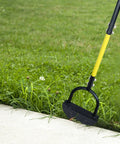 Heavy Duty Steel Workhorse Half Moon Edge Tool With Saw Tooth Blade For Clean Borders And Edges Long Comfortable Handle Reduces Back Strain Manual Edger For Garden Edges Sidewalks Flower Beds And Lawn Borders used on garden pathway