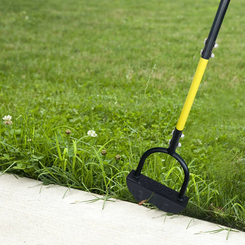 Heavy Duty Steel Workhorse Half Moon Edge Tool With Saw Tooth Blade For Clean Borders And Edges Long Comfortable Handle Reduces Back Strain Manual Edger For Garden Edges Sidewalks Flower Beds And Lawn Borders used on garden pathway