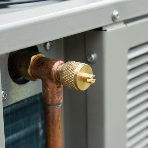 Professional Grade Beefy Brass Refrigeration Valve Caps With Slick Knurled Nozzles For Ac Systems And Coolant Lines Leak Proof Field Service Covers No Sweat Maintenance 30 Pack on HVAC system.