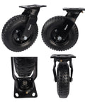 Built Tough 8 Inch Heavy Duty Pneumatic Casters Set Of Four With Two Swivel And Two Rigid Wheels showcasing durable wheels.