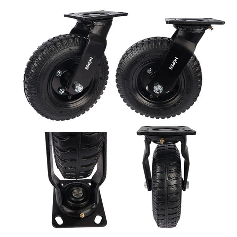 Built Tough 8 Inch Heavy Duty Pneumatic Casters Set Of Four With Two Swivel And Two Rigid Wheels showcasing durable wheels.