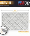 TruFilter 20x30x1 Air Filter MERV 11 4 Pack Made In USA Electrostatic Pleated HVAC filter dimensions illustration.