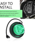 Gas Cap For Volkswagen And Audi Models 5C0201550T 5Q0201550L Direct Fit Locking Style Leak Proof Fuel Tank Cap shown with installation steps