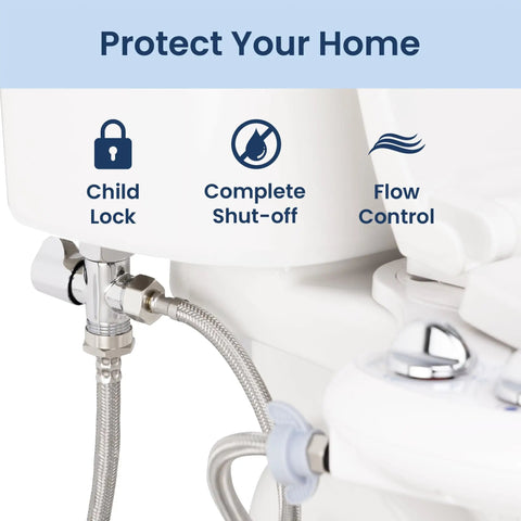 7/8 Inch By 7/8 Inch By 1/2 Inch Shut Off T Adapter For Bidet Water Supply With Winged Chrome Finish Fits NEO Series