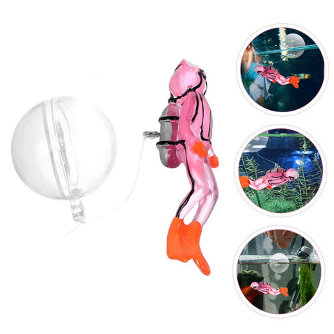 Floating Diver Aquarium Decor For Fish Tanks, Adorable Resin Diver Ornament That Glows In The Dark, side view with diving pose