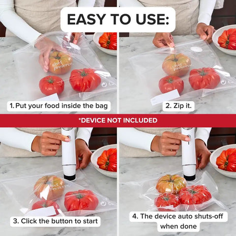 Reusable Vacuum Sealer Bags For Food 30 Pack Small 8x10 Inches BPA Free Odor Resistant Leak Proof Freezer Microwave Safe Storage