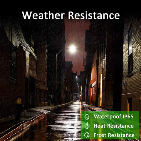 Wet street illuminated by LED Parking Lot Light 200W Outdoor Shoebox Style With Knuckle Slip Fitter Mount Dusk To Dawn Photocell Sensor