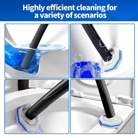 Disposable Toilet Brush With Holder And Extended Magic Wand Handle, 40 Replacement Sponge Heads cleaning toilet bowl