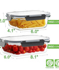Glass Meal Prep Containers Set With Locking Lids, Borosilicate Glass Food Storage, Airtight And Leak Proof, 36oz And 14oz Portions
