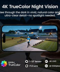 4K True Color Outdoor Security Camera With Solar Power Wireless WiFi AI Triple Detection 360 Degree Auto Tracking Night Vision Weatherproof Home Surveillance showing vivid night vision display on smartphone.