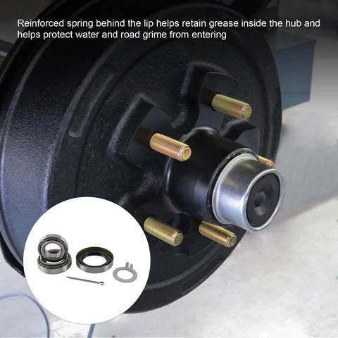 Heavy Duty Axle Bearing Kit For 3500 Lb EZ Lube Spindle 84 inner outer bearings grease seals hub installation view