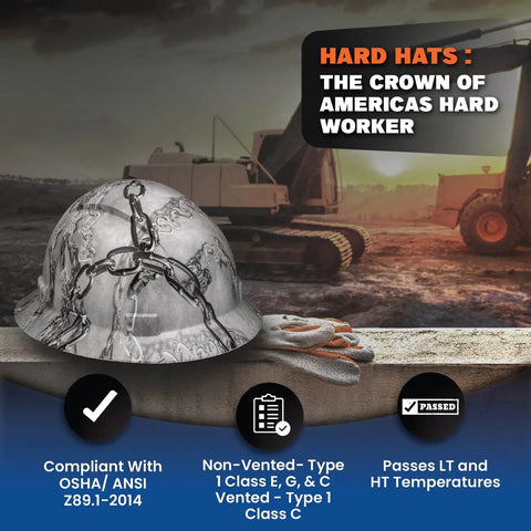 Vented Full Brim Hard Hat With Color Weave Padded Comfort for OSHA Construction Safety ANSI Z89.1 Type 1 LT HT, Class C
