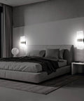 Cool White LED Wall Sconces Two Pack 10W Up Down Lights hardwired aluminum and acrylic wall lamps in modern bedroom lighting