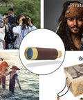 Old School Retro Pirate Spyglass 25x30 Portable Collapsible Telescope Handheld Monocular With Compass Vintage Style For Camping Hunting Boating Gifts And Outdoor Adventure, brass finish
