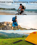 40W Foldable Solar Panel Charger With USB C And USB A Ports for camping hiking outdoor by a tent in nature