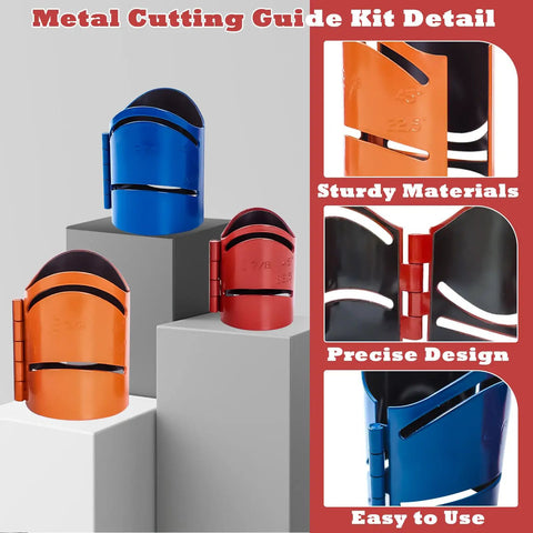 Magnetic Metal Pipe Cutting Guide Kit for Precision Cuts and Pipe Marking Tool with 1-7/8, 2-3/8, 2-7/8 inch size options.