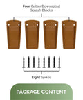 17-Inch Downspout Splash Block And Gutter Extender Kit, 4 Pack With 8 Hard Plastic Stakes, Brown, Protects Home Foundations And Landscape From Rain Runoff And Erosion