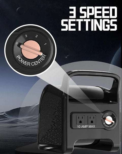 Close-up of 3-speed control dial on Industrial Floor Fan Air Mover 580W Power, 22 Meters Per Second Wind, 685 CFM Airflow
