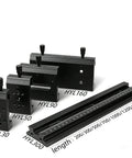 Premium X Axis Platform Precision Translation Stage For Optical Experiment Bench showing various sizes and measurements in black aluminum.