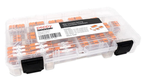 Lever Nut Wire Connector Set 90-Piece Compact Splice Kit with case, shown closed with connectors visible through transparent lid