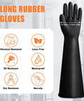 Heavy Duty Chemical Resistant Rubber Gloves With Killer Anti Slip Grip Long Cuff, 22-inch, latex free, waterproof design.