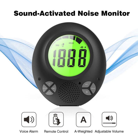 Digital Decibel Meter With DIY Voice Warning, Remote Control, Wall Mount Sound Level Meter 35 Decibels To 135 Decibels, Alarm