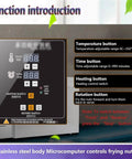 Control panel of Game Changing Electric Nut Roaster Machine Featuring Rock Solid Thermostat And Easy Clean Nonstick Pan.