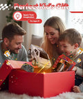 Family opening a gift box containing a 1:24 Scale RC Truck With All Terrain Performance, High Speed 2WD Off Road Car With Lights And Load Space