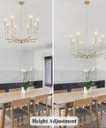 Gold Chandelier Light Fixture With Eight Lights In Modern Farmhouse Style Dope Pendant Ceiling Light for dining room view.