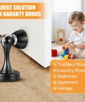 Six Pack Magnetic Door Stops Heavy Duty Stainless Steel Black Finish Wall Or Floor Mount Keeps Doors Open Prevents Slams