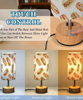 Hotdog Watercolor Decor Bedside Table Lamp with 3 way dimmable touch control showing daylight, natural, and warm light settings