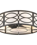 akiuzna Boho Caged Ceiling Fan with Light and Remote, Low Profile Fandelier featuring a stylish caged design and fabric shade.