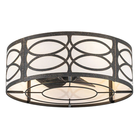 akiuzna Boho Caged Ceiling Fan with Light and Remote, Low Profile Fandelier featuring a stylish caged design and fabric shade.