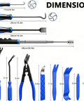 Dimensions of 18 Piece Auto Trim And Fastener Removal Tools Set With Telescoping Magnetic Pickup Tool Scraper And 8 Precision Pick Hooks