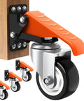 Heavy Duty Workbench Caster Kit With 880 Lbs Capacity, 3 Inch Retractable Casters, 4 Pack, installed on wooden table leg