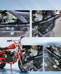 Heavy Duty Road Ready 212CC Mini Bike Exhaust Pipe With Female Thread for Predator Hemi GX160 install and close-up views.